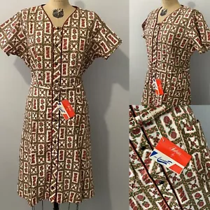 "Abito vintage in cotone floreale anni '50 nuovo di zecca con etichetta XL busto 46"" vita 38" - Foto 1 di 11
