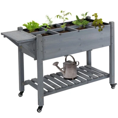 Wooden Planter Flower Shelf Wood Planter Box,Wooden Garden Box Gray - Image 1 of 4