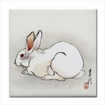 Azulejo de cerámica blanco Ogata Gekko arte salpicadero japonés Foto 1 de 2