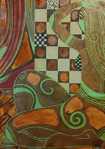 Auténtica pintura acrílica y óxido de niña verde de mil millones de dólares no aborigen - Imagen 1 de 3