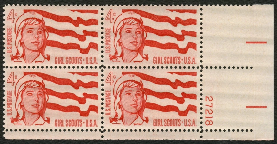 #1199 4c Girl Scouts, Plate Block [27218 LR] Mint **ANY 5=FREE SHIPPING** - Image 1 of 1