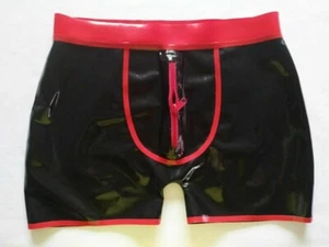 100% Latex Rubber Schwarz&Rot Gummi Boxer shorts Briefs Zipper 0.4mm Size S-XXL - Bild 1 von 4