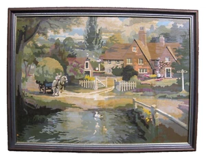 Vintage Large Framed Landscape Oil Painting - Picture 1 of 11