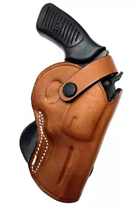 For 3" RUGER SP101, Right Hand Brown Leather OWB Roto Paddle Holster - Picture 1 of 10