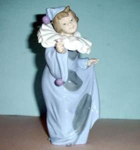 Lladro Nao Pierrot Figura Con Flor #1094 Niña Azul Payaso Conjunto 8.25"H - Imagen 1 de 5