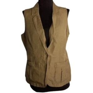 J. Jill S SP Womens Petite Silk Linen Blazer Vest Green - Picture 1 of 9