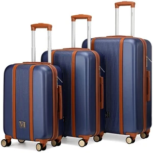 BADGLEY MISCHKA Mia 3 Piece Polycarbonate-ABS Expandable Retro Luggage Set - Picture 1 of 25