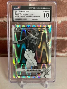 Kyle Manzardo 1st Bowman Black & White Raywave Refractor Cleveland - Picture 1 of 1