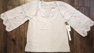 Caslon Women's Light Purple V-Neck Blouse W/ Flutter Sleeves Size Small NWT - Picture 1 of 19