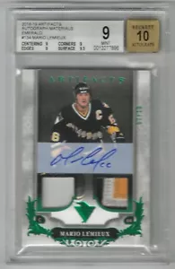 2018-19 Upper Deck Artifacts Mario Lemieux #134 Emerald Patch Auto /10 SSP BGS 9 - Bild 1 von 2