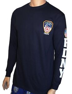 FDNY Long Sleeve Officially Licensed Keep Back 200 Feet T-Shirt Navy