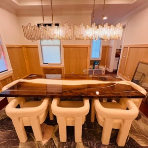 New Epoxy Resin Dining Top Table Acacia Wood Table Home Decor Gift With Stand - Picture 1 of 5