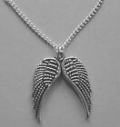 Chain Necklace #274 Metal Angel Wings (20mm X 17mm) Pendant Silver Tone
