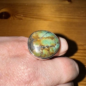 Tibetan Turquoise 11.7carat Ring Sterling Silver Size8, Unfinished Surface - Picture 1 of 9