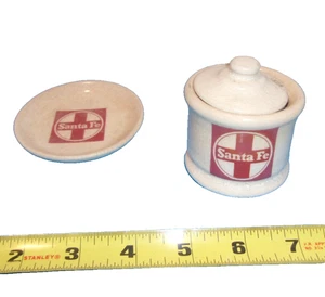 Retro Santa Fe Railroad China Covered Sugar & Dish Train Gift Shop Collectable - Picture 1 of 4