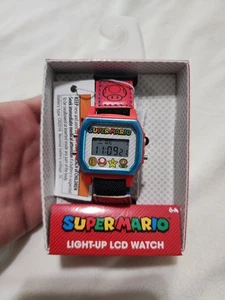 Accutime Super Mario Light Up LCD Digitaluhr mit Alarm & Nylonarmband Neu - Bild 1 von 4