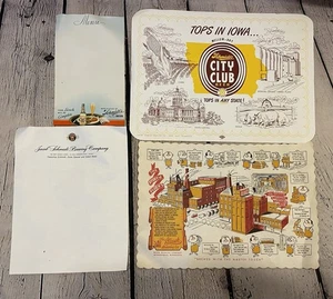 Vintage Schmidt City Club Beer Paper Place Mats Stationary Jacob Schmidt Brewing - Picture 1 of 11