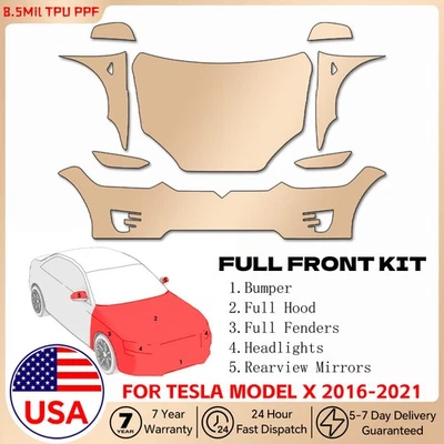 For Tesla Model X 2016-2021 Full Front Precut Paint Protection Film Clear PPF - Image 1 of 4