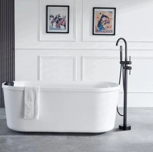 VEVOR Freestanding Bathtub Faucet Floor Mount Waterfall Tub Filler Matte Black - Picture 1 of 4