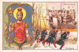 Chromo A LA CANTINIERE CHICOREE G BLACK Patron Saint Maurice soldats teinturiers - Picture 1 of 2