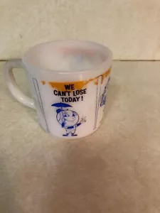 Vintage 60s New York Mets Mr. Met Let's Go Mets! Coffee Mug Westfield Milk Glass - Picture 1 of 3