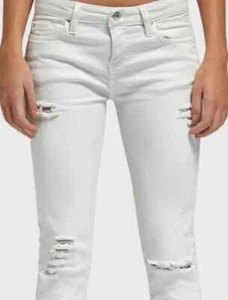 IRO JAROD AJUSTE JEAN in Ecru Distressed Destroyed Denim Crop Pants 28 NWT - Picture 1 of 7