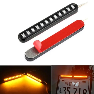 2Pcs 12 Led Flowing Water Flicker Motorcycle Parts Tail Turn Signal Light Strips - Image 1 of 4