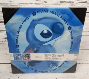 Disney Lilo & Stitch Blue Wrapped Canvas Wall Art Set of 2 -12" Ohana Family NIS - Picture 1 of 6