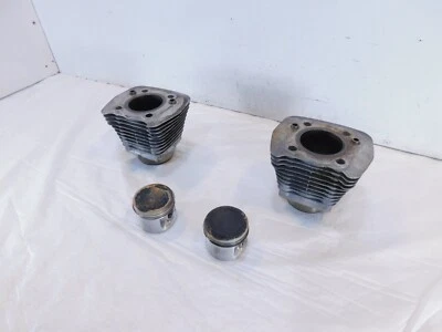 Pair Harley Davidson Sportster 883 Silver Engine Cylinder Barrel Jugs w/ Pistons - Image 1 of 4