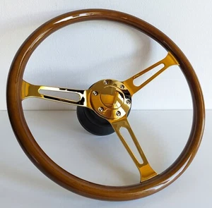 Steering Wheel wood Golden look fits for Mercedes Benz W123 W126 W124 R107 SEC - Picture 1 of 14