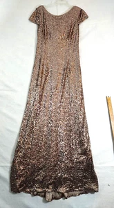 Beautifly Rose Gold Sequined Cap Sleeve Formal Dance Party Dress Sz 10 - Picture 1 of 18