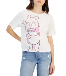 DISNEY Juniors' Winnie The Pooh Love Graphic Crop T-Shirt, S - Picture 1 of 4