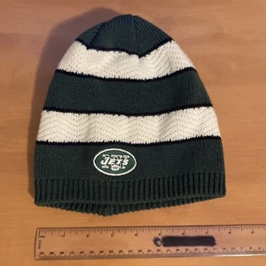 Reebok womens NFL apparel NEW YORK JETS BEANIE CAP Green White Stripe Hat AFC - Picture 1 of 5