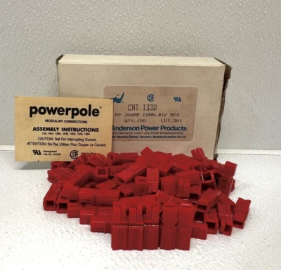 Anderson Power Products Power Connectors #12 Red CAT. 1330 30AMP QTY 100 - Image 1 of 4