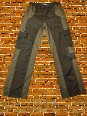 ZARA GREEN TROUSERS SIZE EUR 42 COTTON WOMENS KHAKI CARGO LONG ARMY BUTTON ZIP  - Image 1 of 4