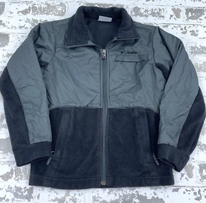Columbia Jacket Boys Small Black Gray Fleece Mixed Layer Youth Kids - Picture 1 of 11
