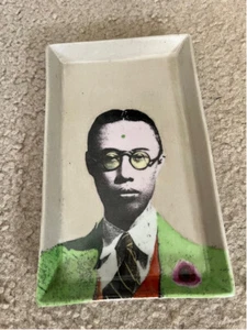 Fabienne Jouvin Paris Green Porcelain Tray Chinese emperor Pu Yi retro pop art - Picture 1 of 2