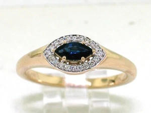 Anillo de zafiro 585 oro amarillo 14 quilates zafiro fino natural 20 brillantes - Imagen 1 de 5