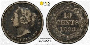 1888 Newfoundland 10 Cents PCGS VF25 Lot#G9838 Silver! Key Date! - Picture 1 of 4