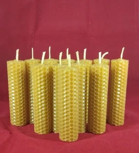 12 x CANDLES 100% PURE beeswax PILLAR CANDLES Eco-friendly, size: 10cm/2.5cm - Picture 1 of 7