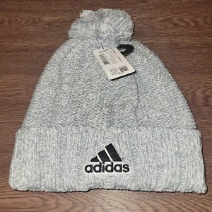 Adidas Aeroready Recon 3 Ballie Mens One Size Light Gray Pom Cuff Lined Beanie - Picture 1 of 2
