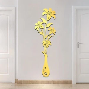 Mirror Wall Decals - 3D Flower Wall Stickers Murals for Living Room Bedroom,D... - Picture 1 of 7
