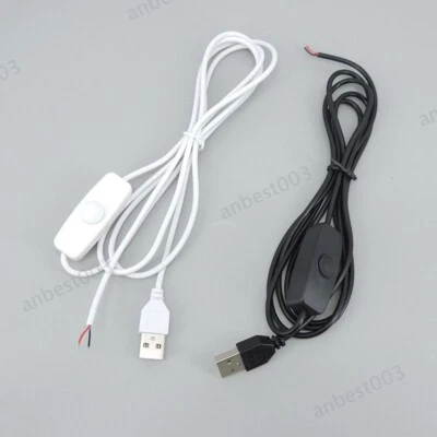 2Pin white black DC 5V USB Male Power supply on/off Switch Cable Charging dimmer - Image 1 of 4