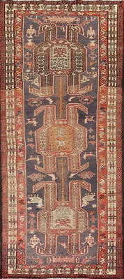 Alfombra de corredor tradicional Ardebil de lana tribal 4x11 alfombra geométrica anudada a mano Foto 1 de 4