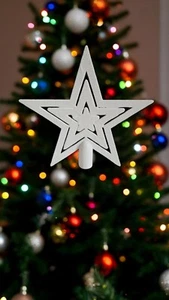 Christbaumspitze Weiß Mit Glitzer Weihnachten 🎄 Tannenbaum Stern Kunststoff - Bild 1 von 4