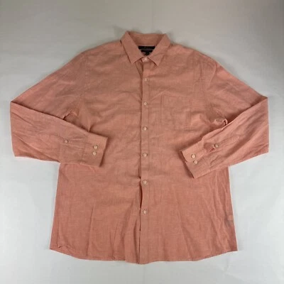 Marc Anthony Linen Blend Slim Fit Shirt Mens L Pink Heather Long Sleeve ButtonUp - Image 1 of 4