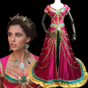 Aladdin Princess Jasmine Cosplay Dress With Cape Adult Halloween Costume - Picture 1 of 10