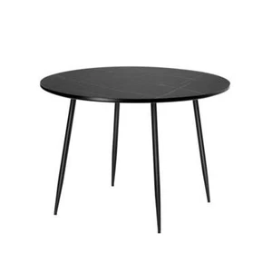 Oikiture 110cm Dining Table With Marble Effect Round Wooden Black - Picture 1 of 9