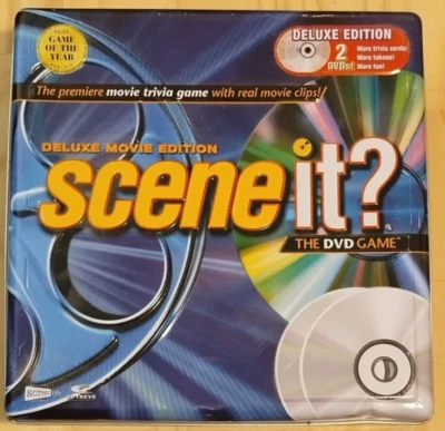 Scene It Deluxe Movie Edition DVD GAME 2005 Metal Box CIB Teen Family Trivia Fun - Image 1 of 4
