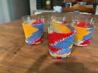 Vintage juice glasses with crochet coozies